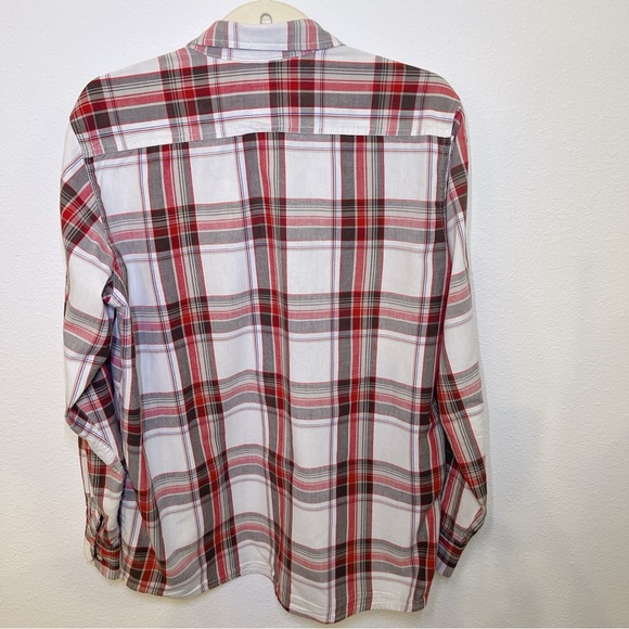 WRANGLER•Long-Sleeve Button-Down, Red/White Plaid, 100% Cotton Flannel, LRG - Picture 6 of 6